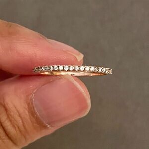 Rose Gold Half Micro Pave CZ Eternity Ring — Size 7